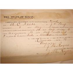 Milam County Tx. Land papers 1879