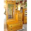 Image 1 : Oak Lowboy w/beveled mirror