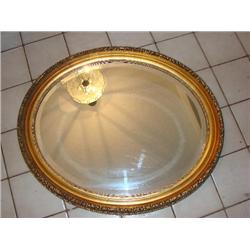 Wood framed gold beveled mirror
