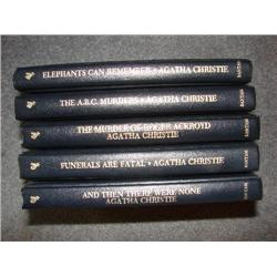 5 leather bound Agatha Christie books