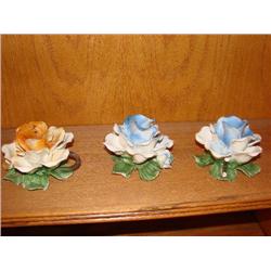 Capo-Di-Monte trio of candleholders