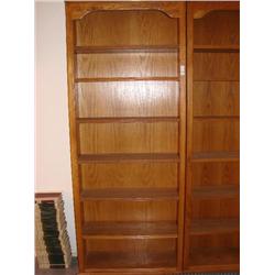 7 ft. tall oak bookcase w/adj. shelves