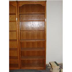 7 ft. tall oak bookcase w/adj. shelves