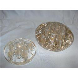 2 glass flower frogs