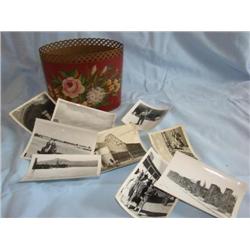 Old photos in tole painted tin