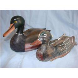 2 wooden duck decoys