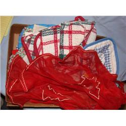Linens, including vintage Christmas apron