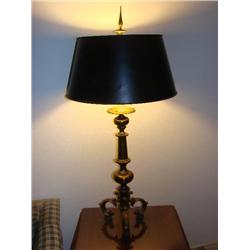 Large brass lamp w/black shade