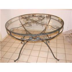Wrought iron patio table w/glass top