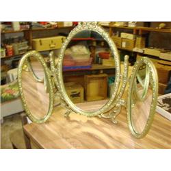 Wood framed triple mirror