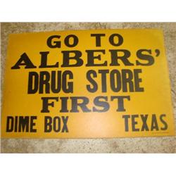 Albers' Drug Store sign-Dime Box Texas