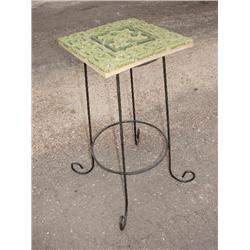 Green metal outdoor table
