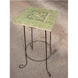 Green metal outdoor table