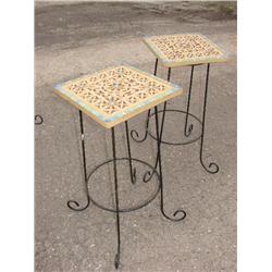 Pair of metal outdoor tables