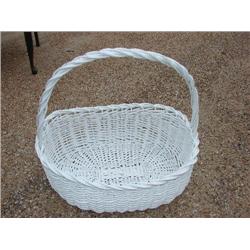 Large white wicker basket