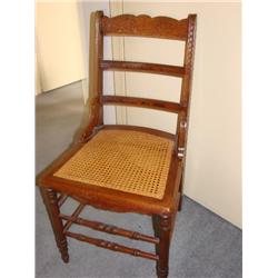 Pressed back chair w/cane seat