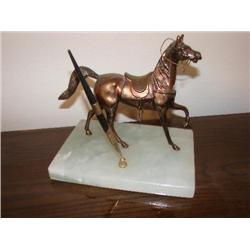 Marble base, brass horse pen holder
