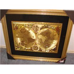 Gold tone map, nicely framed.