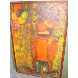 Oil on board Clown-Signed A.L.C.Ray