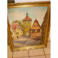 Oil on canvas "Cobblestone Street"