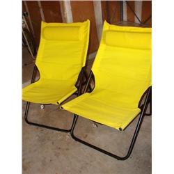2 NEW canvas lawn chairs w/headrest