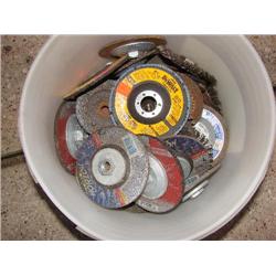 Tub filled with sanding discs