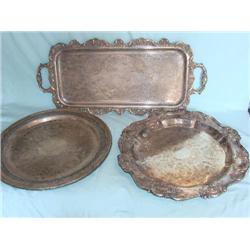 3 Silver Serving Trays