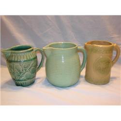 3 Pottery Pitchers