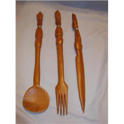 Carved wood utensils