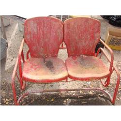 Red metal double seat glider