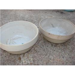 2 pottery mixing bowls
