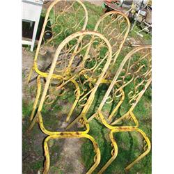 4 Yellow Metal Chairs