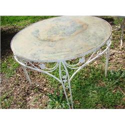 White metal glass top table
