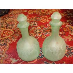 Set of depression glass cruets