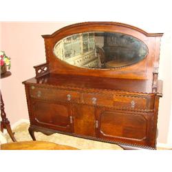 Mahogany Server w/beveled mirror
