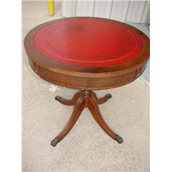 Round leather top table