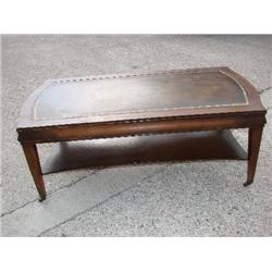 Leather inlay top coffee table