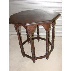 Carved wood octagon occasional table