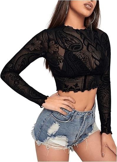 SOLY HUX Women’s Floral Print Cami Crop Top – Lace Trim, V-Neck, Ruffle Peplum Hem, Summer Casual Top