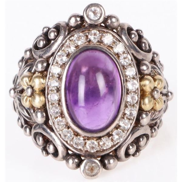 STERLING SILVER 18 KT. GOLD AMETHYST RING