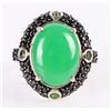 Image 1 : IMPERIAL JADE, PERIDOT, ONYX STERLING SILVER RING