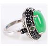 Image 3 : IMPERIAL JADE, PERIDOT, ONYX STERLING SILVER RING