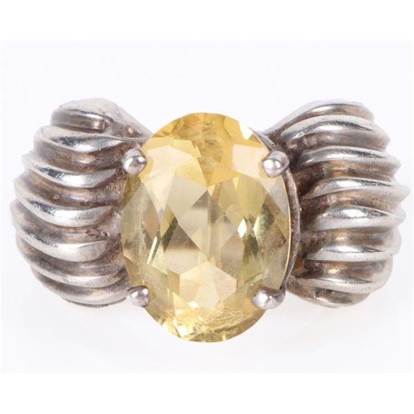 STERLING SILVER CITRINE OVAL CUT RING