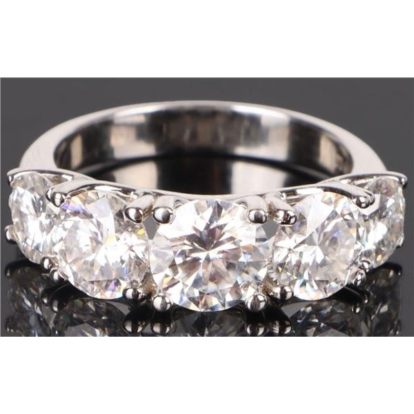 STERLING SILVER 5-STONE MOISSANITE LADIES RING