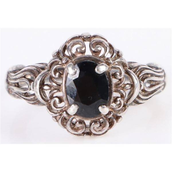 1.25CT OVAL BLUE SAPPHIRE STERLING SILVER RING
