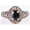 Image 1 : 1.25CT OVAL BLUE SAPPHIRE STERLING SILVER RING