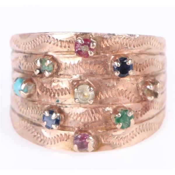 10K YELLOW GOLD MULTI-GEMSTONE LADIES RING