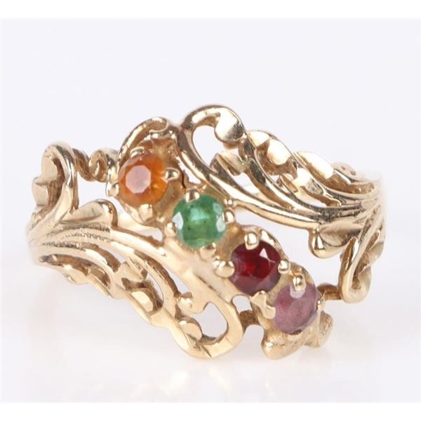 10K YELLOW GOLD LADIES RING W/ GEMSTONES