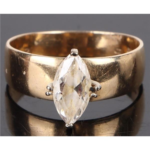 10K YELLOW GOLD MARQUISE CZ LADIES RING