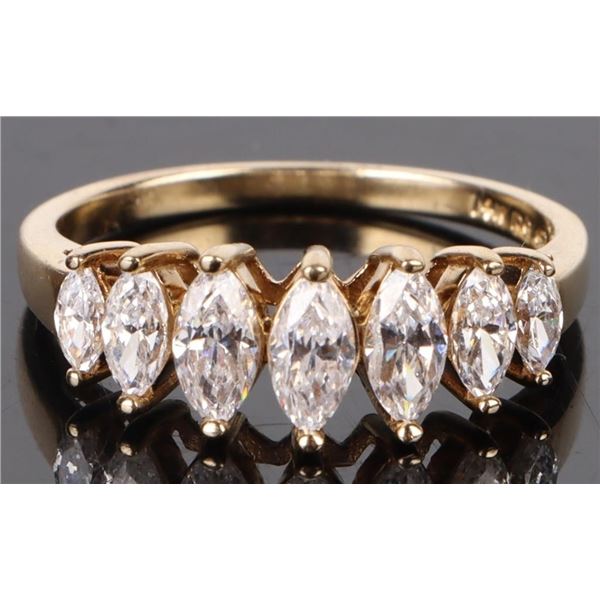 ELEGANT MARQUIS CUT CZ 10K GOLD LADIES RING